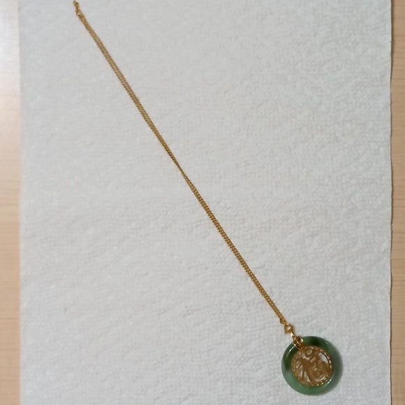 New Vintage Jade/Aventurine Gem Stone Chain Choker necklace pendant - Picture 7 of 8